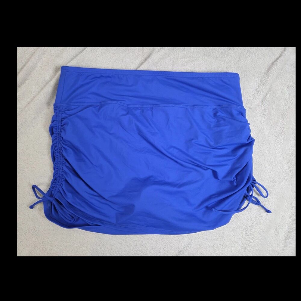 Lands' End Women's Blue Adjustable Drawstring Stretch Swim Skirt Size 14 Tall